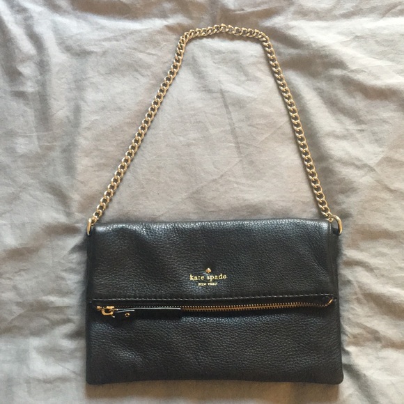 Kate Spade Black Leather Cobble Clutch/ Shoulder - Picture 3 of 5